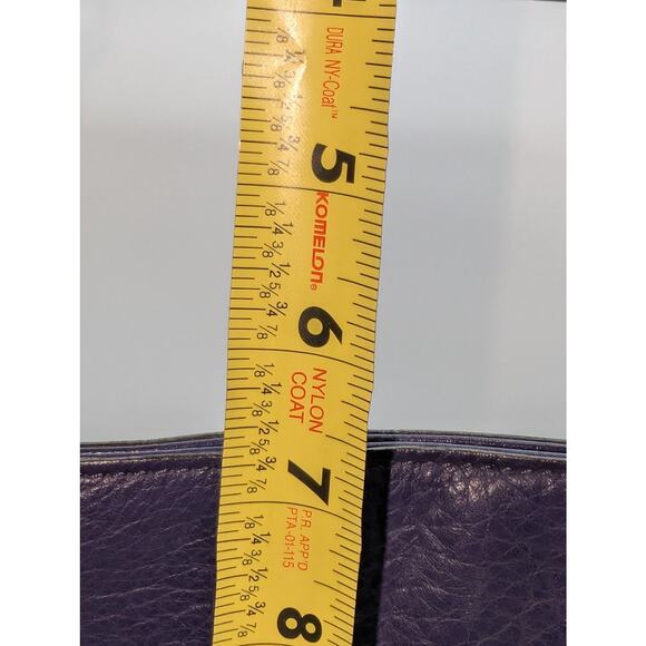 VTG Adrienne Vittadini Magnetic Purple Violet Tessa Pebble Leather Satchel - Picture 14 of 16